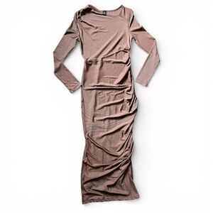 Shein long bodycon long-sleeved bunched dress- dusty rose